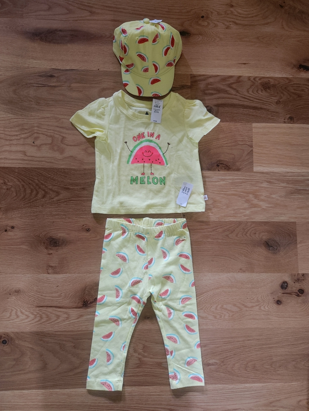 Baby Gap Yellow Watermelon Kids 3-Piece Outfit - 'One in a Melon' 12-18 Month